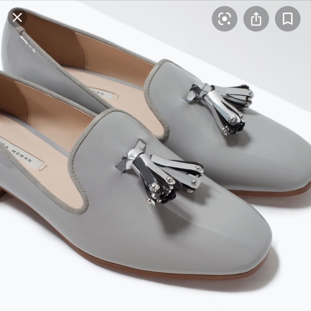 Zara Woman Flat Silver Tassel Loafers